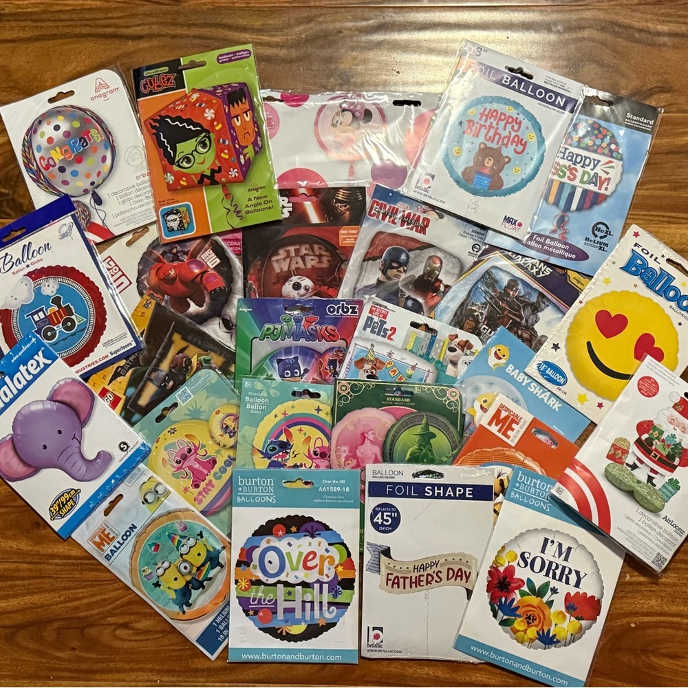 51 Assorted Mylar Foil Party Balloon Bundle - Kids and Adults - NWT